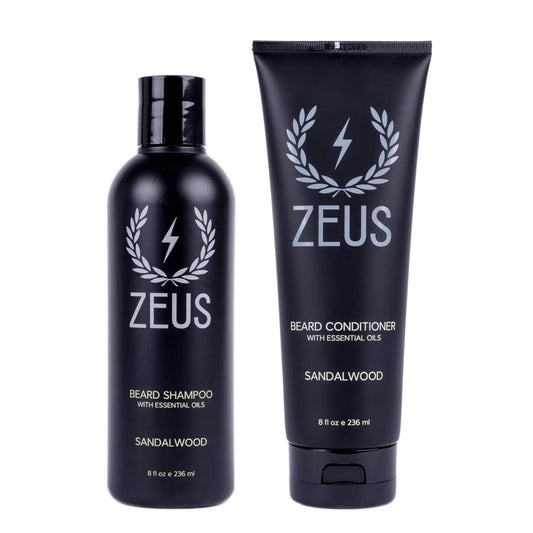 Beard Wash & Beard Conditioner Set with Green Tea for Men, Soften, Hydrates & Moisturizes - MADE in USA (Sandalwood)